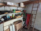 a ladder leaning against a wall in a room