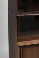 BIBLIOTHEQUE en bois à portes coulissantes vitré et deux ple… (photo 3)