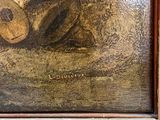a picture of a painting of a teddy bear on a shelf