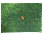 une image représentant un tableau d'un champ vert d'où pendent des ballons rouges