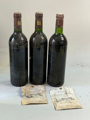 3 bouteilles Château PRIEURE LICHINE 1987 4ème GCC Margaux (…