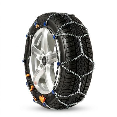 a close up of a tire chain on a car tire