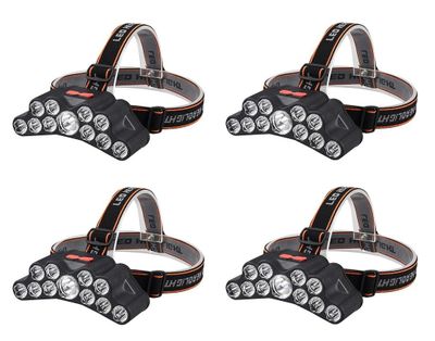 Lot de 4 lampes frontales avec 11 LEDs et 4 modes d'éclairag…
