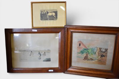 two framed pictures of a man and a woman on the beach