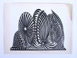 a black and white drawing of a flower on a white background