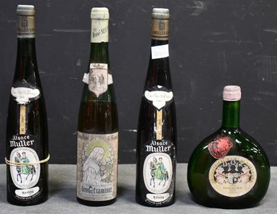 ALSACE : lot de 4 bouteilles dont 1 bouteille GEWURTZTRAMINE…