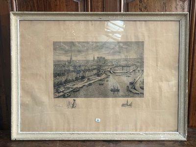 une vieille photo représentant une ville, encadrée