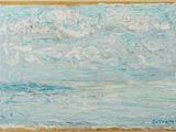 une peinture à l'huile représentant un tableau représentant une scène de plage avec des vagues