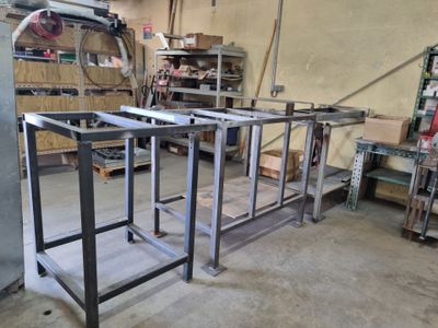 a picture of a metal workbench in a workshop