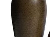 two vases sitting next to each other on a white surface