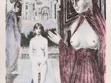 drawing of a woman standing in front of a window next to another woman