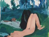 une image représentant un tableau d'une femme nue allongée sur une couverture