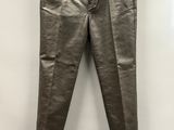 a photo of a pair of metallic pants hanging on a hanger