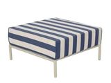 an image of a foot stool with a blue and white stripe cover
