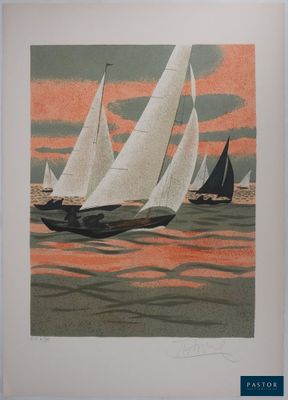 une image représentant un tableau de voiliers en mer