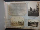 an old photo of an open book with pictures of people on it