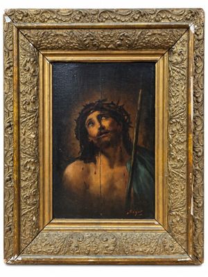 un tableau représentant Jésus avec une couronne d'épines sur la tête