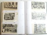 a book with pictures of people in it on a table