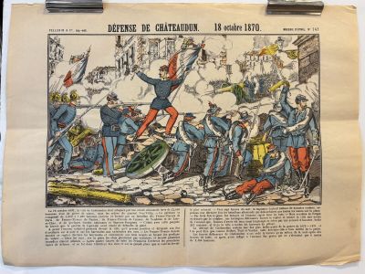 an old newspaper with a drawing of a man holding a flag
