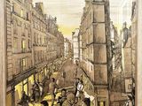 a picture of a painting of a street scene
