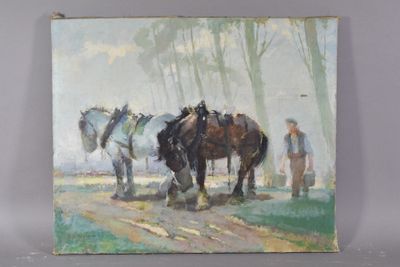 un tableau représentant deux chevaux côte à côte