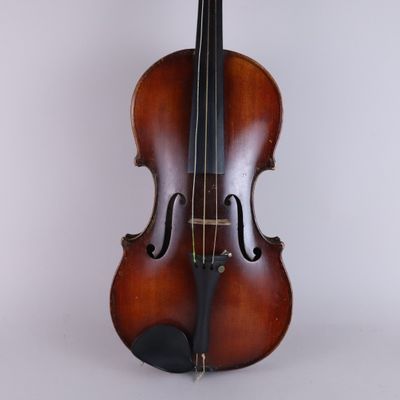 a close up of a violin on a white background