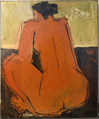 l'image d'un tableau représentant une femme assise sur un canapé