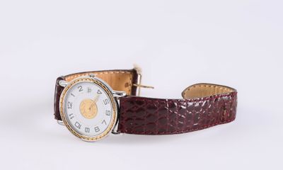 HERMES Paris Montre Sellier en acier et métal doré, cadran r… - Photo 1