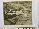 an old picture of a plane flying over a field