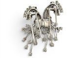 a close up of a brooch with a horse on it