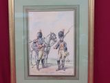 tableau encadré représentant deux hommes en uniforme à cheval