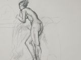 an image of a drawing of a nude woman standing in front of a mirror