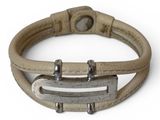 leather bracelet with metal clasps on a white background