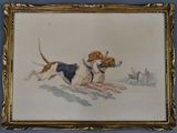 une image représentant un tableau où deux chiens se poursuivent