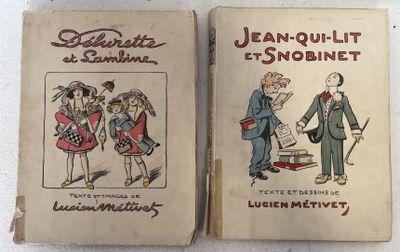 lot de deux livres pour enfants français d'époque : « Jean-qui-lit » et « Snobbiet »