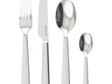 a knife, fork, spoon and spoon on a white background