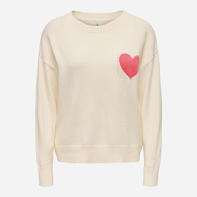 ONLY - Pull en maille fine - Motif cœur rouge - Taille M - N…