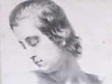drawing of a woman with her eyes closed and her eyes closed