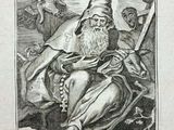 an old black and white drawing of a man with a long beard