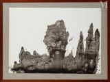 a black and white photo of a sculpture in a frame