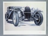 dessin représentant une voiture ancienne en noir et blanc