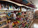 de nombreux types de jouets différents sur les rayons du magasin