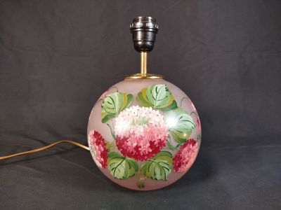 une image représentant une lampe sur laquelle sont peintes des fleurs