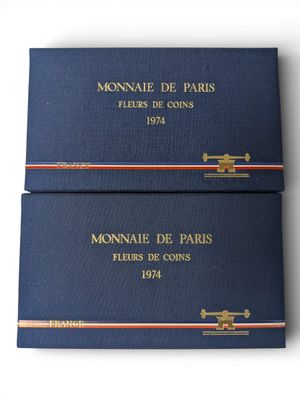 DEUX COFFRETS de la MONNAIE DE PARIS, série de pièces françaises fleur