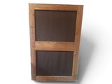a picture of a wooden cabinet with a glass door