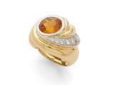 une bague en saphir orange et diamants, signée Van Cleef