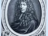 une gravure représentant le portrait d'un homme aux cheveux longs
