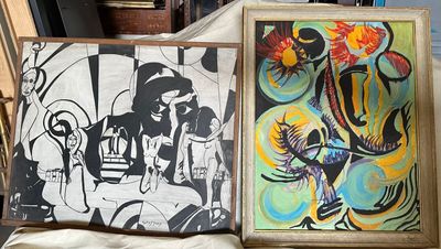 deux tableaux posés l'un à côté de l'autre sur une chaise