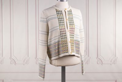 SHANG SIA - Gilet en coton écru tressé de rubans de soie et …