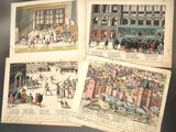 several old books with pictures of people on them on a table
